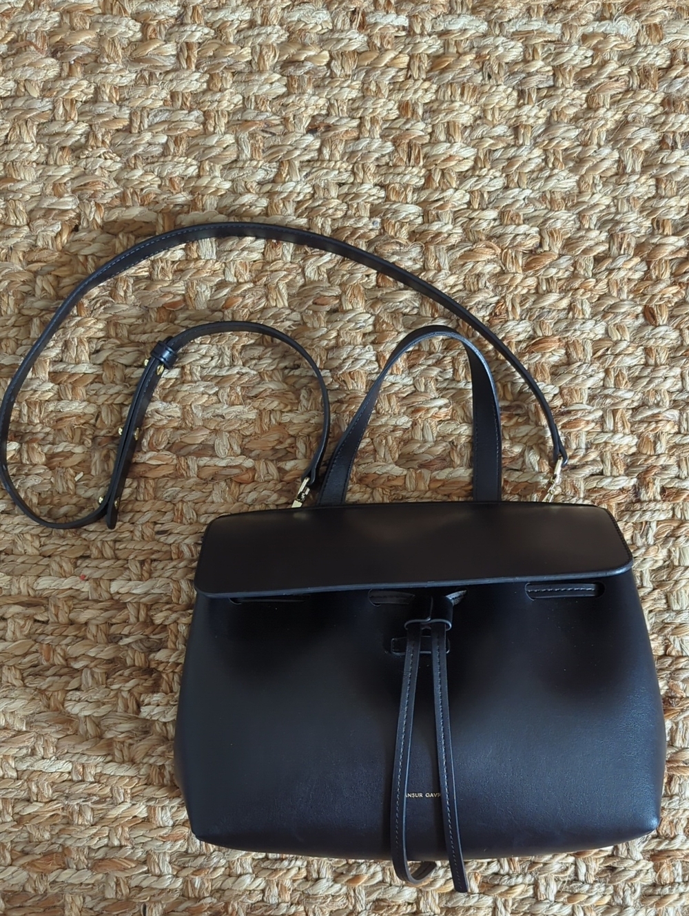 Mansur Gavriel Black Italian Leather Lady Bag - Flamma Red Interior